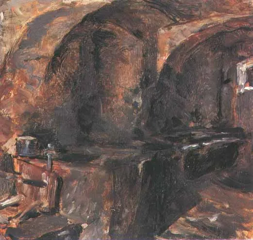 Aleksander Kotsis, Wnętrze kuchni - szkic malarski