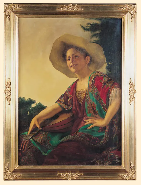 Karl August Schlegel, PORTRET KOBIETY Z LUTNIĄ, ok. 1920