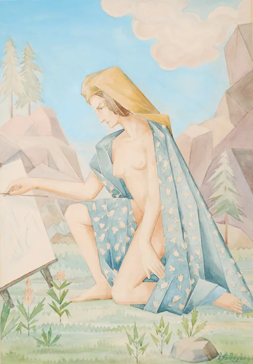 Leon  Szacsznajder (Szatzsznajder), Malarka w skałach, 1944 [?]