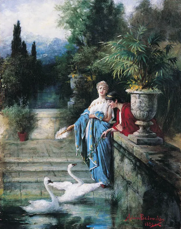 Adam Badowski, SIELANKA RZYMSKA, SIESTA W PARKU, 1890