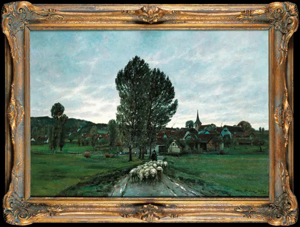 Hermann Bahner, KRAJOBRAZ Z PASTERZEM I OWCAMI, po 1910