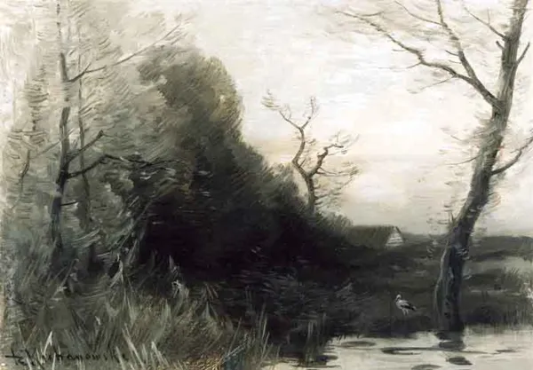 Roman Kochanowski, Pejzaż nadwodny z bocianem