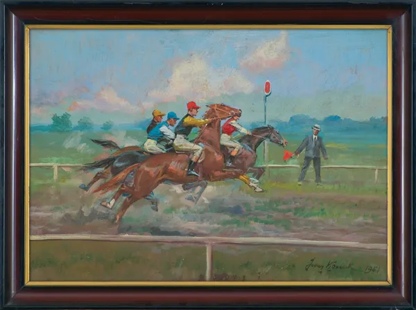 Jerzy Kossak, NA TORZE WYŚCIGOWYM, 1950