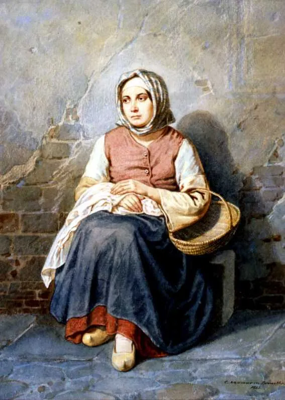 Carl Friedrich Naumann, Dziewczyna z koszem, 1855