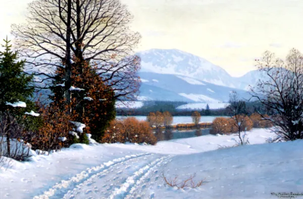 Fritz MÜLLER-LANDECK, PEJZAŻ ZIMOWY, po 1910