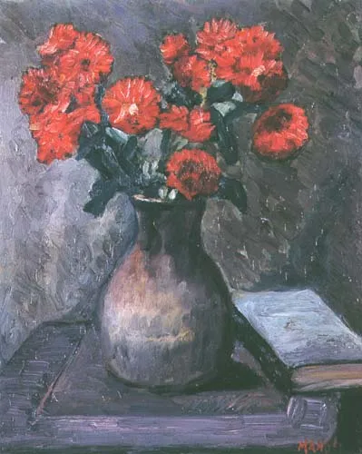 Efraim Mandelbaum, Martwa natura z czerwonymi kwiatami