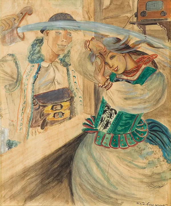 Maja (Maria) Berezowska, ŚMIGUS W BESKIDACH, ok. 1930