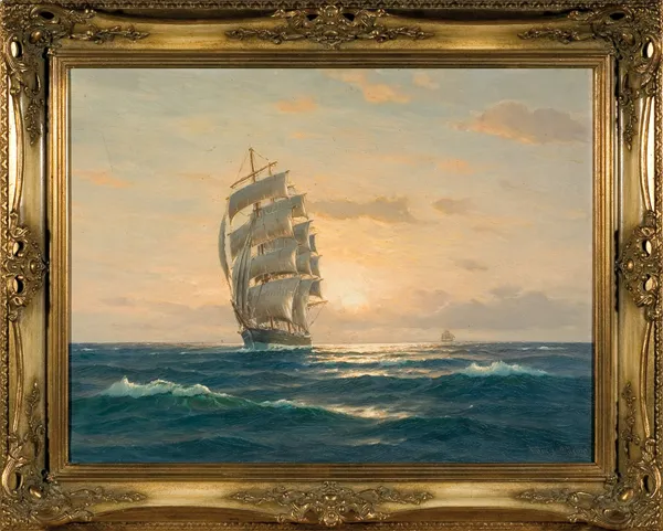 Martin Franz Glüsing, ŻAGLOWIEC W WIECZORNYM SŁOŃCU