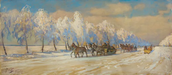 Julian Fałat, NA DRODZE DO NIEŚWIEŻA, ok. 1900