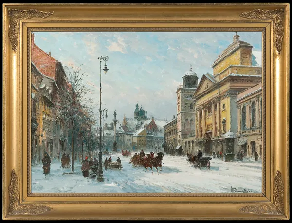 Władysław Chmieliński (Stachowicz), ZIMA NA PL. ZAMKOWYM W WARSZAWIE, lata 60. XX wi