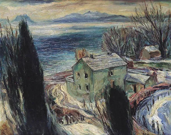 Henryk Epstein, PEJZAŻ ZIMOWY Z POŁUDNIA FRANCJI, lata 30. XX w. 