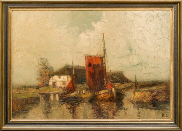 Rudolf Priebe, ŁODZIE U WYBRZEŻY BAŁTYKU, ok. 1930