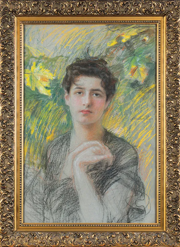 Teodor Axentowicz, DAMA I LIŚCIE JESIENNE, po 1910