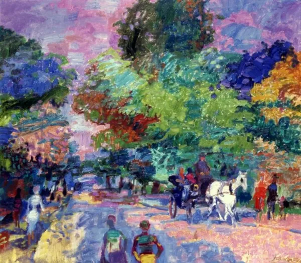 Jan Szancenbach, Planty krakowskie z dorożką, 1977