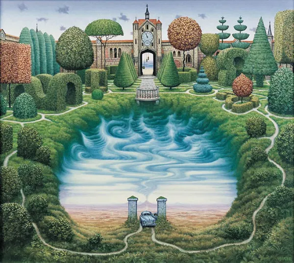 Jacek Yerka, TAJEMNICZY OGRÓD, 2000