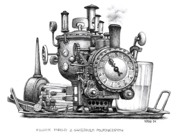 Jacek Yerka, Budzik parowy z gwizdkiem polifonicznym, 2004