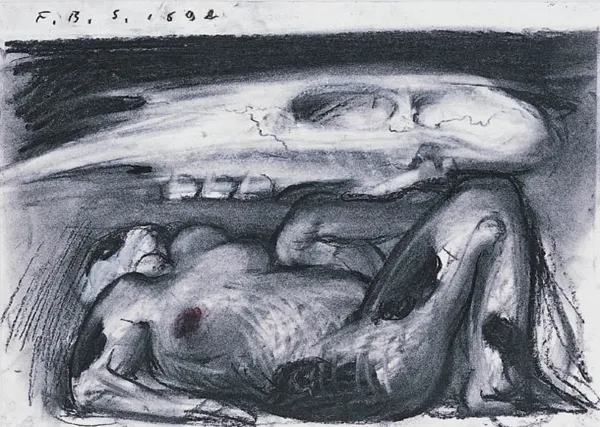 Franciszek Starowieyski, Akt z anamorfozą czaszki, 1992