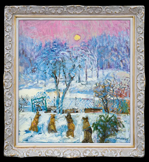 Jan Szancenbach, ZIMOWY OGRÓD Z CHOCHOŁAMI, lata 80. XX w.