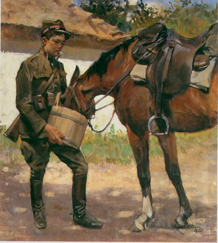 Wojciech Kossak, Pojenie konia