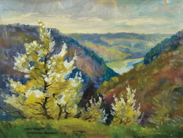 Stefan Filipkiewicz, KRAJOBRAZ BESKIDZKI Z DOLINĄ RZEKI, 1920