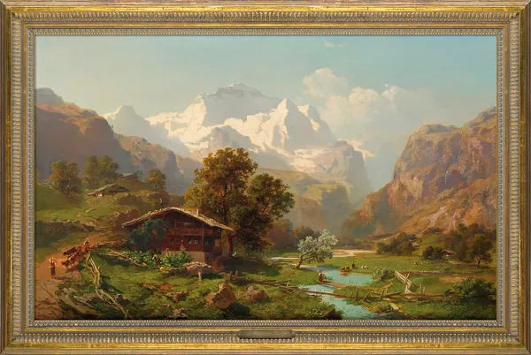 Joseph NIkolaus Büttler, DOLINA LAUTERBRUNNER Z WIDOKIEM NA JUNGFRAU, 1869