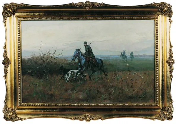 Czesław (I. Zygmuntowicz) Wasilewski, W stepie - Polowanie z chartami, ok. 1930