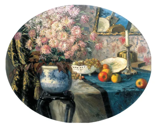 Robert Emil Stubner, Martwa natura z chryzantemami, 1913