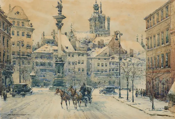 Władysław Chmieliński (Stachowicz), WARSZAWA. PLAC ZAMKOWY W ZIMIE, przed 1939