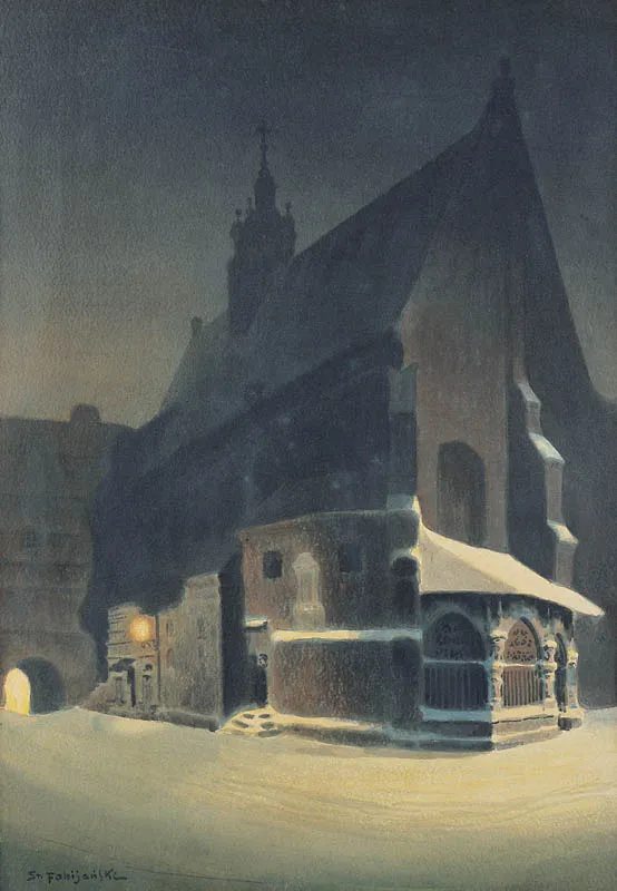 Stanisław Fabijański, 16. Krakowski kościól Św. Barbary nocą, ok. 1910