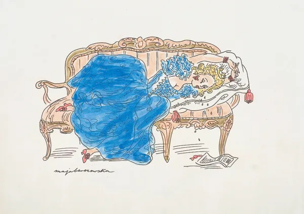 Maja (Maria) Berezowska, Dama w niebieskiej sukni na kanapie