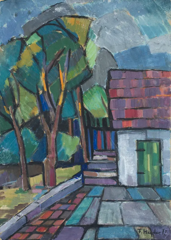 Fryderyk Antoni Hayder, Pejzaż z domem, 1972