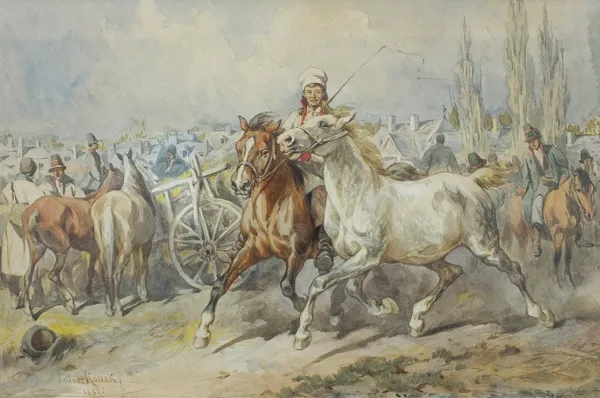Juliusz Kossak, JARMARK NA KONIE W KRAKOWSKIEM, 1882