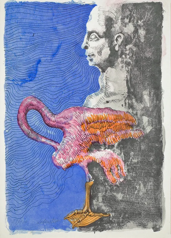 Jan Lebenstein, Kompozycja z posągiem i flamingiem