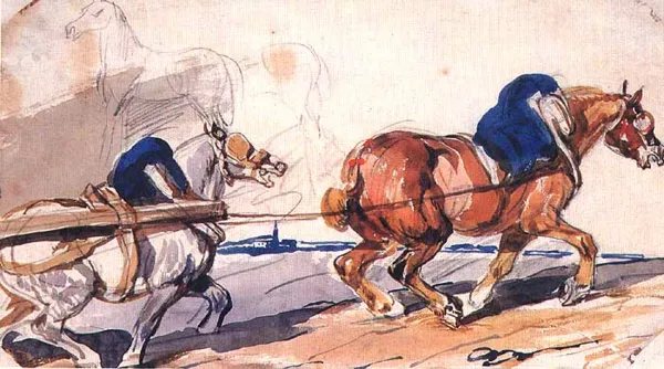 Piotr Michałowski, Konie w zaprzęgu. Siwy koń