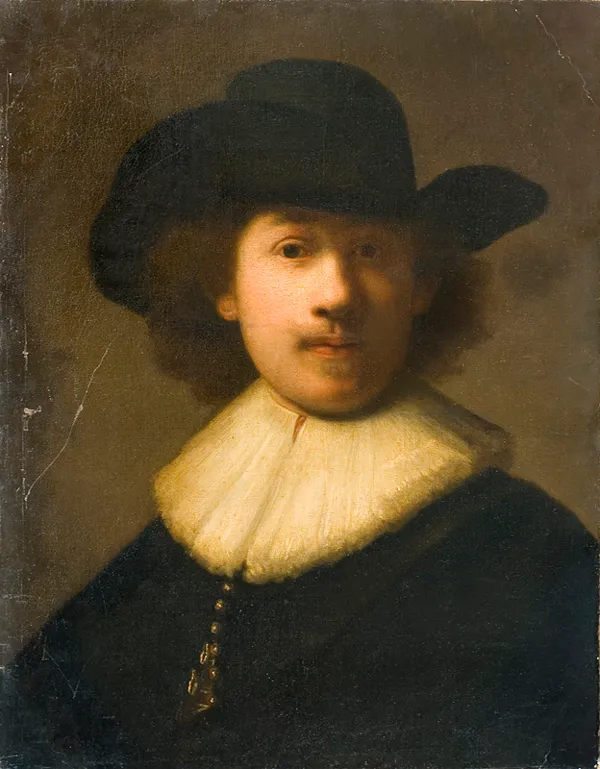 N.N. malarz, AUTOPORTRET W KAPELUSZU Z SZEROKIM RONDEM