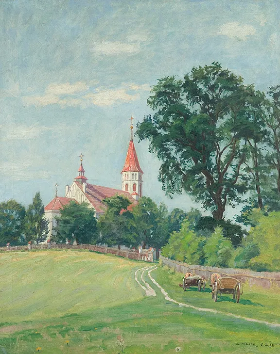 Jan Wałach, PEJZAŻ LETNI Z KOŚCIOŁEM, 1938