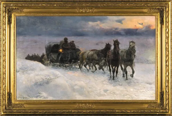 Alfred Wierusz-Kowalski, Nocą przez śniegi, 1880-1890