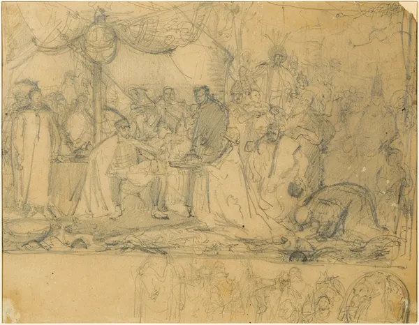 Jan Matejko, BATORY POD PSKOWEM, szkic do obrazu, 1870 