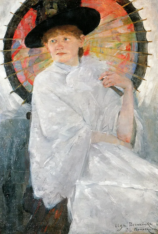 Olga Boznańska, Portret siostry z czerwoną parasolką, 1886