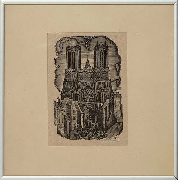 Edward Kuczyński, Procesja przed gotycką katedrą, 1947