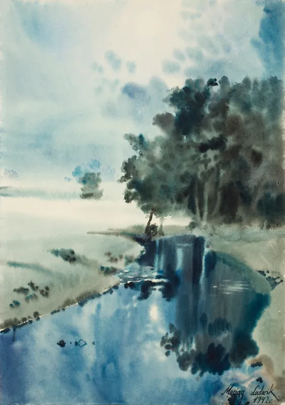 Ludwik Maciąg, Pejzaż z rzeczką, 1942