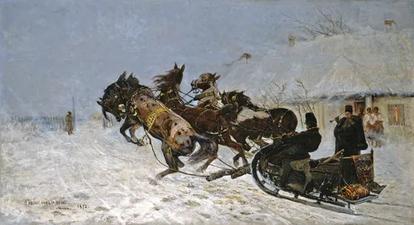 Józef Chełmoński, Czwórka przed dworem, 1875