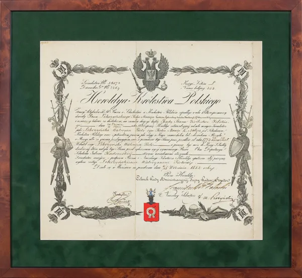 Autor nierozpoznany, HEROLDYA KRÓLESTWA POLSKIEGO - PATENT z 1852