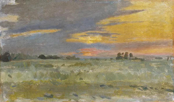 Józef Chełmoński, ŁĄKA O ZACHODZIE, ok. 1900