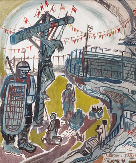 Edward Dwurnik, CHRYSTUS I ZOMO, 1990