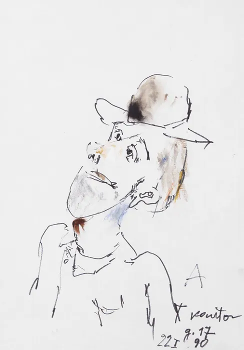 Tadeusz Kantor, A (POPIERSIE MĘŻCZYZNY W KAPELUSZU), 1990