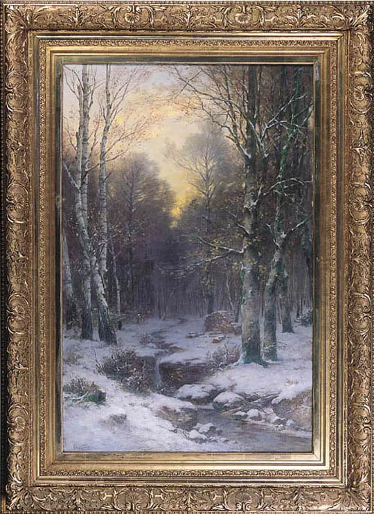 Conrad Wimmer, PEJZAŻ ZIMOWY Z SARENKĄ, ok. 1890