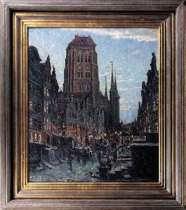 Waldemar Sewohl, Gdańsk - ul. Mariacka, widok na kościół, ok.1930