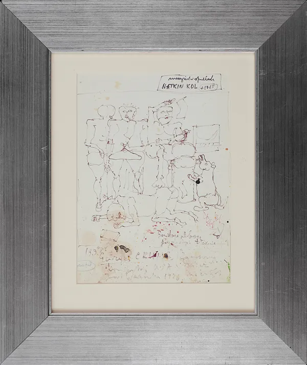 Eugeniusz Markowski, Kompozycja z czterema postaciami i psem, 1986 [?]