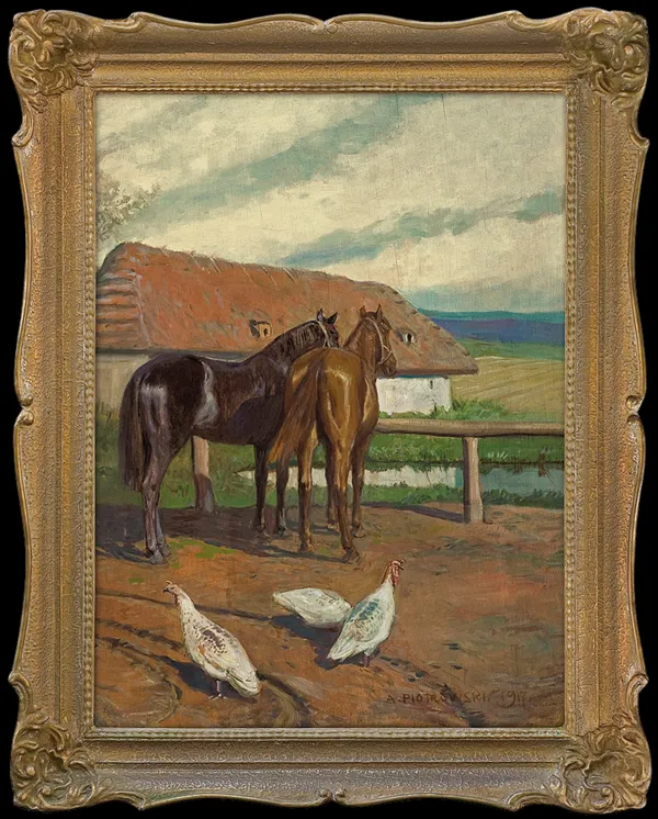 Antoni Piotrowski, KONIE PRZED CHATĄ, 1917